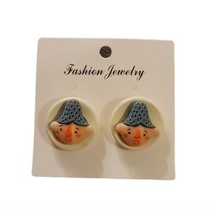 NWT! Novelty Face Cartoon Kawaii Earrings